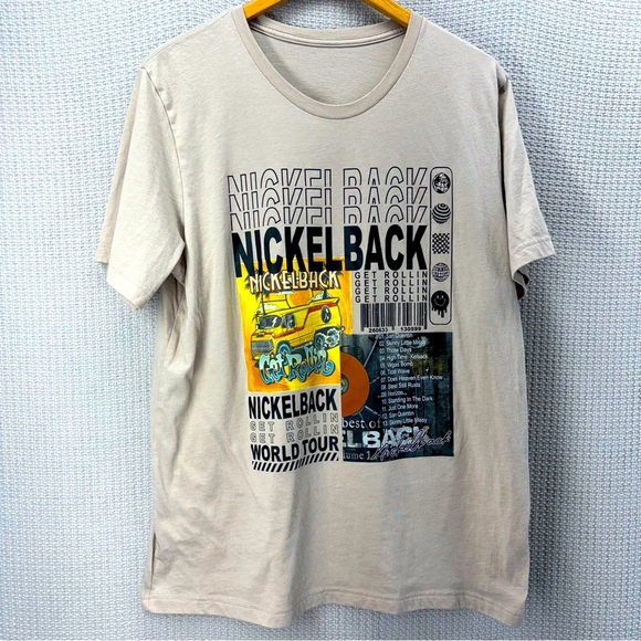 Nickleback Other - Nickleback Get Rollin Tour T Shirt Men Medium Beige Rock And Roll Y2K